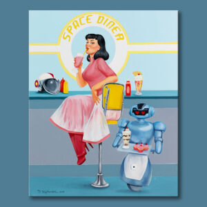 Space Diner oil painting fiona stephenson
